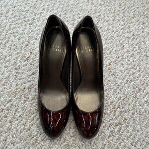 Stuart Weitzman‎ Brown Leopard Print Tortoise Patent Leather Pumps Size 8